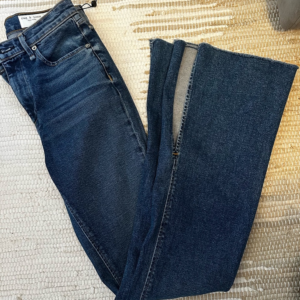 Rag & Bone High Waist Flared Split Hem Jeans - image 1